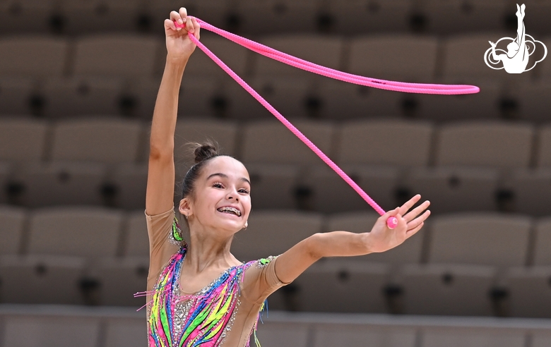 Eva Chugunova during exercises with a jump rope at the control training session