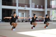 Gymnasts Kimaya Karle, Aryaa and Avani Nitesh Kadam during training at the Academy