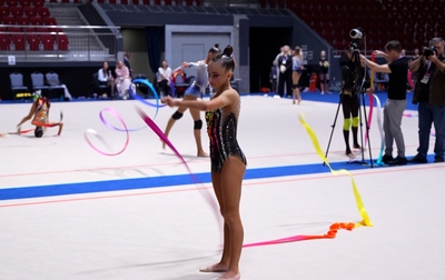 On the second day of the all-around competition at the third stage of the Cup of the Strongest, Alina Kabaeva was right there by the gymnasts' side