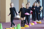 Young gymnasts in class