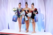 Tournament winners Lada Kramarenko (Russia), Anastasia Salos (Belarus) and Anastasia Guzenkova (Russia) at the award ceremony