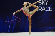 Gymnast during an exercise with a jump rope