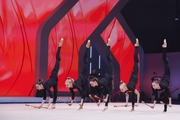Academy group exercise gymnasts during floor testing