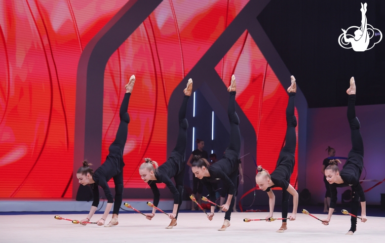 Academy group exercise gymnasts during floor testing