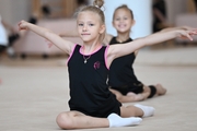 Gymnasts during the training session