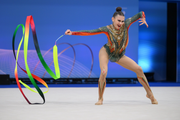 Ekaterina Sazonova during an exercise with a ribbon