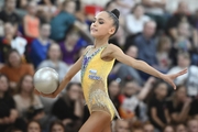 Valeria Medvedeva during an exercise with a ball