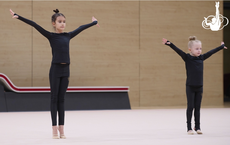 Young gymnasts during the selection process