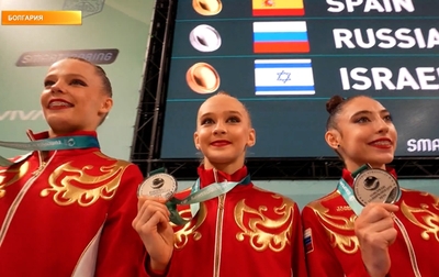 Russian athletes won silver in the group exercises and bronze in the team competition at the European Championships. REN TV reports