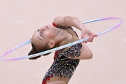 Miroslava Monina during an exercise with a hoop at an assessment training session