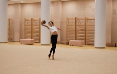 Fragment of the work Olympic champion Alina Kabaeva did with Karolina Tarasova