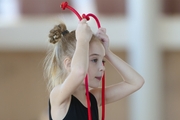 Young gymnasts during training