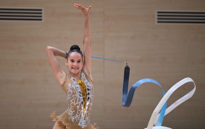 Cuban gymnast Isabella Rojas completed a control training session at the Academy