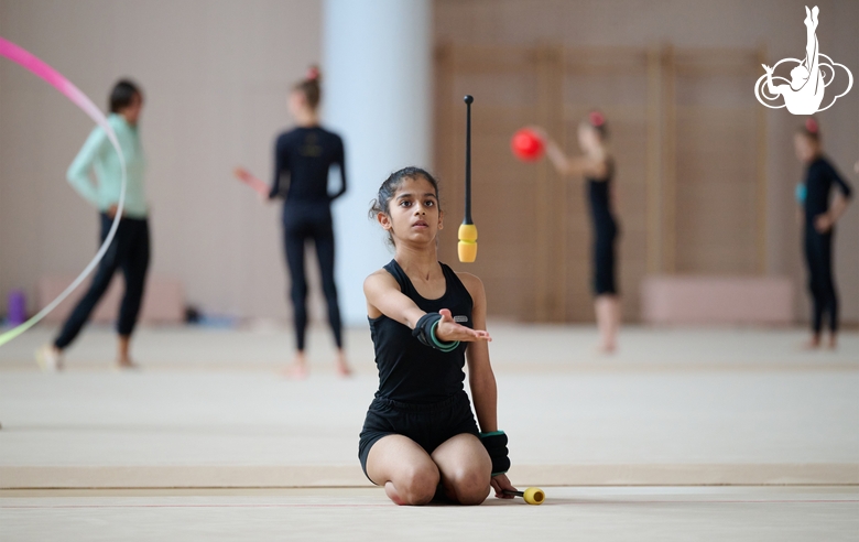 Gymnast Avani Nitesh Kadam during training