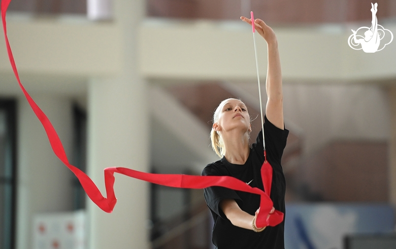 Gymnast from Belgorod during an exercise with a ribbon