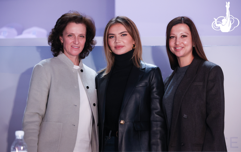 November 11, 2025. Honored Coach of Russia Marina Govorova, Olympic champion Alina Kabaeva and silver medalist of the Olympics Yana Batyrshina the Sky Grace Cup International Tournament and Beijing Top Open 2025