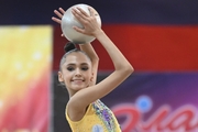 Valeria Medvedeva during an exercise with a ball