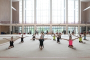 Gymnasts during practice at the training camp in the Academy
