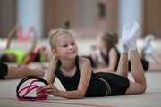 A gymnast during practice at the training camp in the Academy