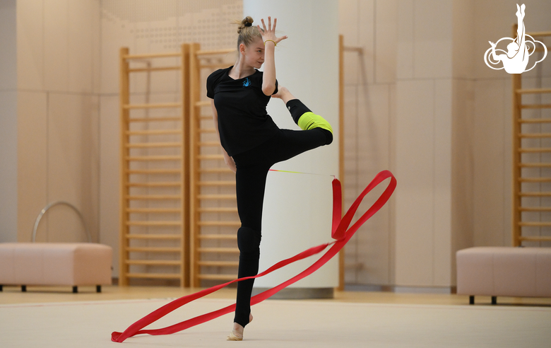 Александра Борисова во время тренировки