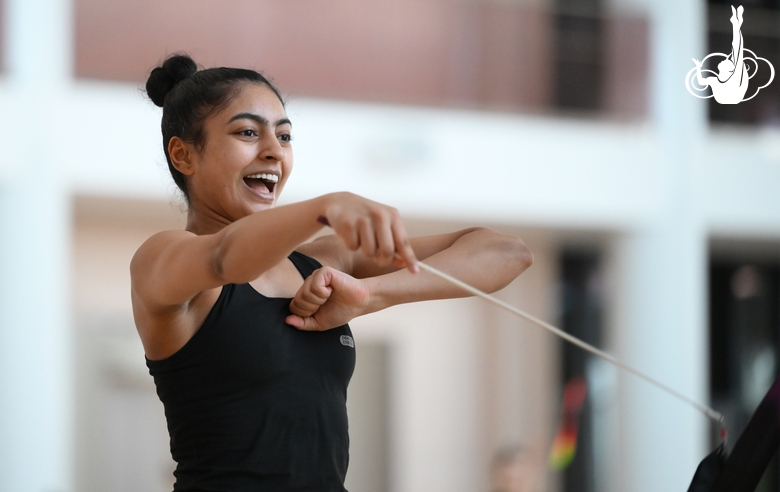 Gymnast Kimaya Karle during training at the Academy