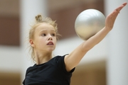 Kristina Voitenko during an exercise with a ball