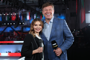 Olympic champion Alina Kabaeva and tournament stream host Dmitry Guberniev