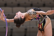 Anna Vakulenko during an exercise with a hoop at the assessment training session