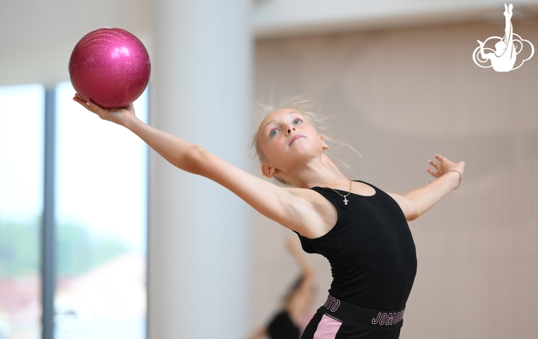 Sofia Smirnova during an exercise with a ball