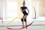 Ksenia Savinova during an exercise with a ribbon