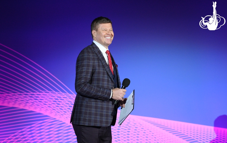 TV presenter Dmitry Guberniev during the opening ceremony of the international tournament