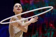 Mariia Borisova during an exercise with a hoop