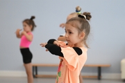 A gymnast during a dance class at the training camp in the Academy