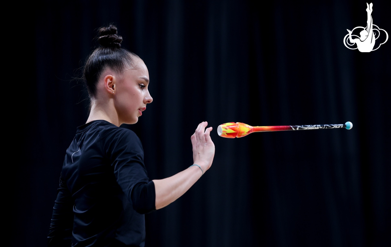 Mariia Borisova during podium training