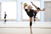 A gymnast during the ball exercise