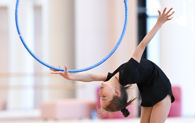 Sabina Samatova with a hoop during training