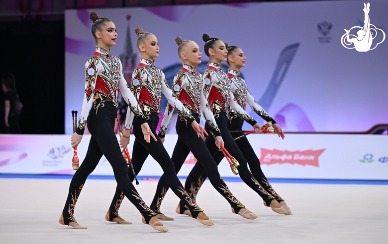 Academy group team gymnasts during a clubs exercise
