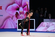 Mariia Borisova during an exercise with a ribbon