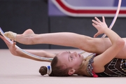 Miroslava Monina during an exercise with a hoop at a control training session