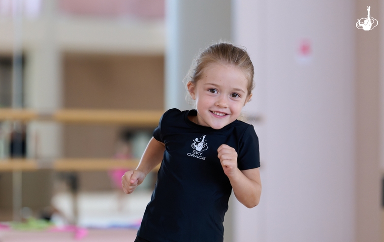 A young gymnast during a training session