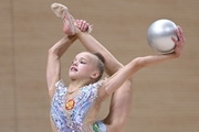 Kristina Voitenko during an exercise with a ball during a control training session