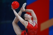 A gymnast during the ball exercise