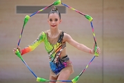 Gymnasts during an exercise with clubs