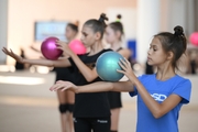 Gymnasts during practice at the training camp in the Academy