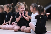 Young gymnasts during rehearsal of the competition opening