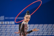 Gymnast during an exercise with a hoop