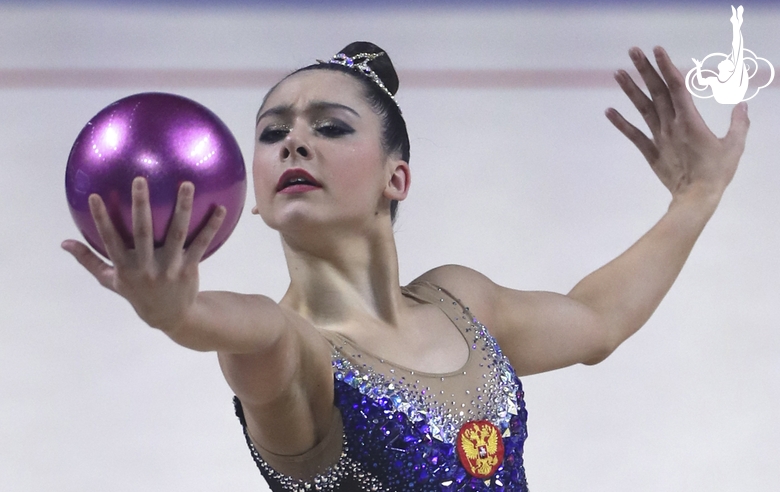 Lala Kramarenko (Russia) during an exercise with a ball