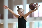 Gymnast during an exercise with a ball