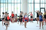 Gymnasts from the Amur Tiger society during training at the Academy