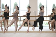 Gymnasts during a master-class in choreography hall